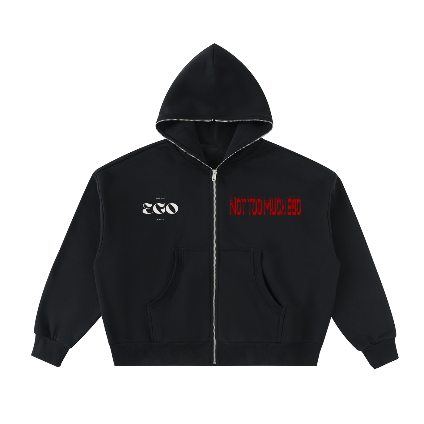 Fleeced Full-Zip Boxy Hoodie
