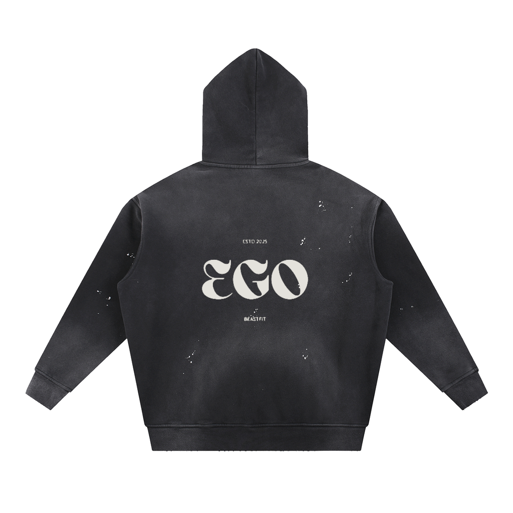 Vintage Washed Frayed Fleece Hoodie