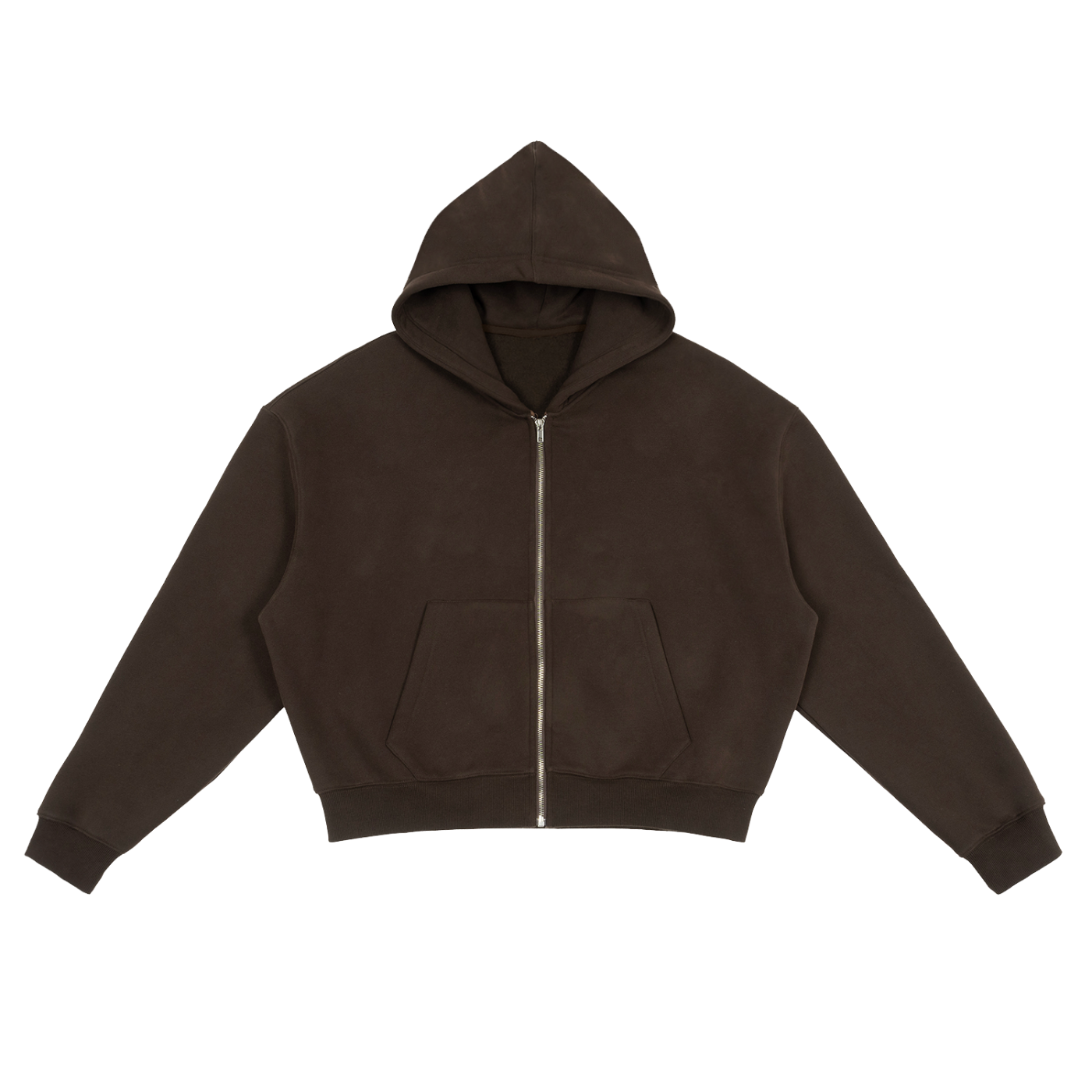 Fleece Zip-Up Boxy Hoodie