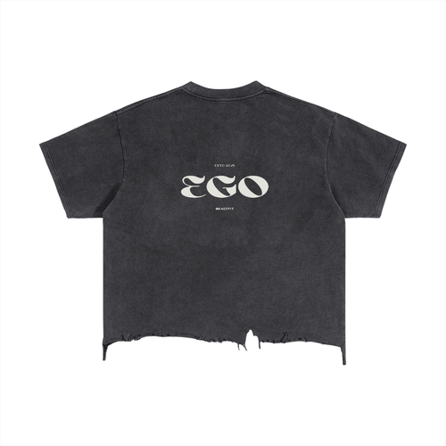 Vintage Wash Boxy Distressed Hem T-Shirt CROP TOP